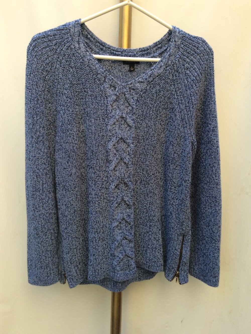 100% Cotton Talbots Classic Cable Knit Sweater Blue Size S